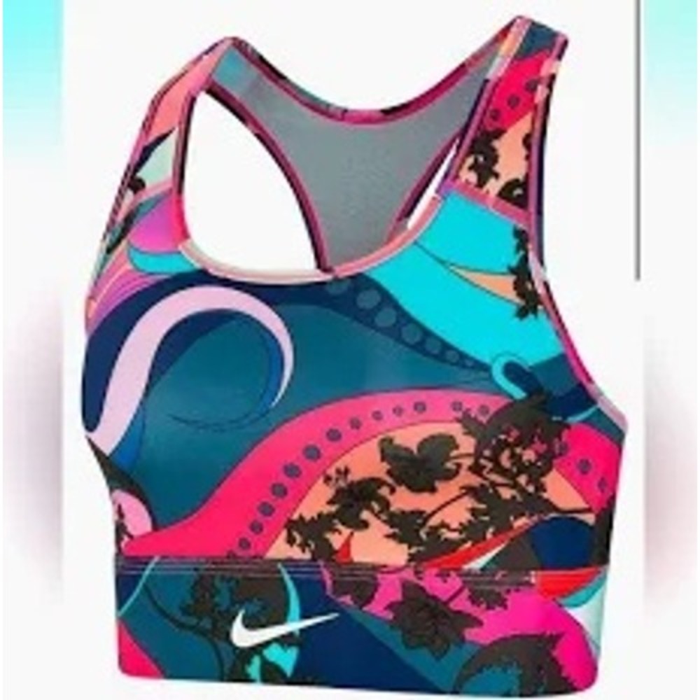 Nike women M swoosh Icon clash mid-impact sports bra athletic yoga gym granola‎